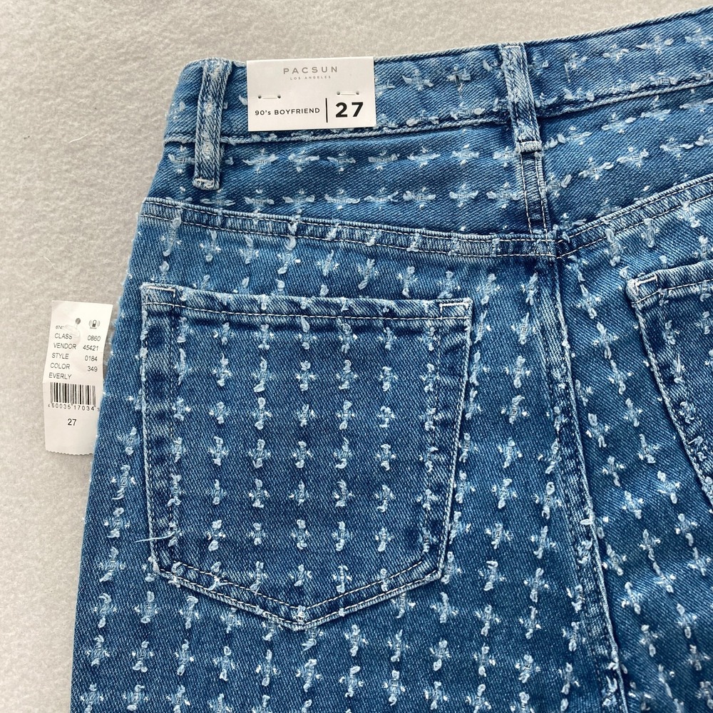 PacSun 90's Boyfriend Jeans Women's 27 Blue Distressed Denim Straight Leg Y2K - Picture 13 of 14